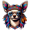 Chihuahua mit buntem Ethno-Motiv