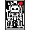 Katzenroboter in Space mit rotem Planeten