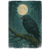 Mystical Raven Anime Moonlit Forest