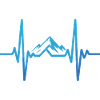 Heartbeat with mountain landscape