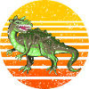 Retro dinosaur design with sunset