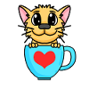 Cat with heart on mug