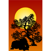 Silhouette elephant and tree in Africa