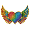 Rainbow Heart with Angel Wings Embroidery