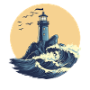 Lighthouse on a stormy sea