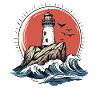 Lighthouse on rocky coast