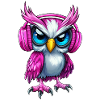hibou rose rose violet avec casque :)