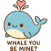 Cute whale with heart saying