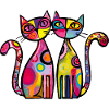 Katzen Paar Bunt