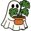 Cute Ghost with Monstera Plant