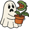 Cute ghost with carnivorous plant