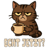 Mürrischer Katzen-Design mit Kaffeetasse
