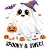 Cute Halloween Ghost with Pumpkin Basket