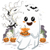 Cute Ghost with Jack-O-Lantern