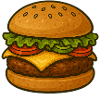 Expressive burger design with green accents