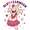Halloween Funny Ghost in Hula Skirt