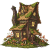 Fabulous forest house with mushrooms