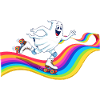 Geist beim Rollschuhlaufen auf Regenbogenbahn
