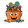 Caribbean Halloween pumpkin with candy