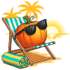 Autumnal pumpkin lounge with sunglasses
