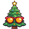 Festive Christmas Tree with Sunglasses