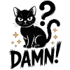 Chat noir mystique avec point d'interrogation