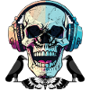 Skull in headphones – Dark musical vibrations