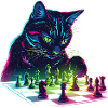 Neon Black Cat Chess Design