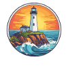 Lighthouse by the sea sunset
