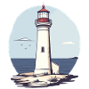 Lighthouse by the sea rocky coast