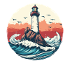 Lighthouse on rough seas