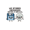 Kawaii Oldschool Tech – Diskette & CD Cartoon