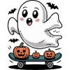 Ghost on Halloween skateboard