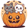Cute cats in pumpkin design