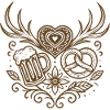 Heart with antlers, beer & pretzel