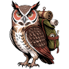 Eagle owl with backpack