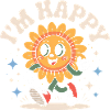 Retro Happy Sunflower