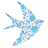Nordic Floral - Bright Blue Bird