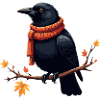 Autumn Crow in Scarf