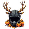Geweihhelm Herbst-Kürbismotiv