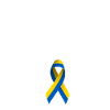 No War Text mit ukrainischer Solidaritätsschleife