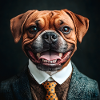 Elegantly dressed dog in business suit