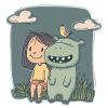 Mädchen und Nilpferd Freundschaft