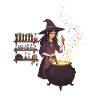 Magical witch casting spells
