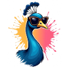 Cooler Influencer-Peacock mit Sonnenbrille