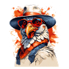 Stylish eagle with hat and sunglasses