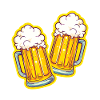 Two beer mugs toasting beer