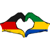 Germany Gabon Flag Hands Heart Shape