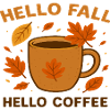 Autumnal coffee motif with leaves