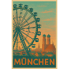 Historischer Münchner Riesenrad-Silhouette